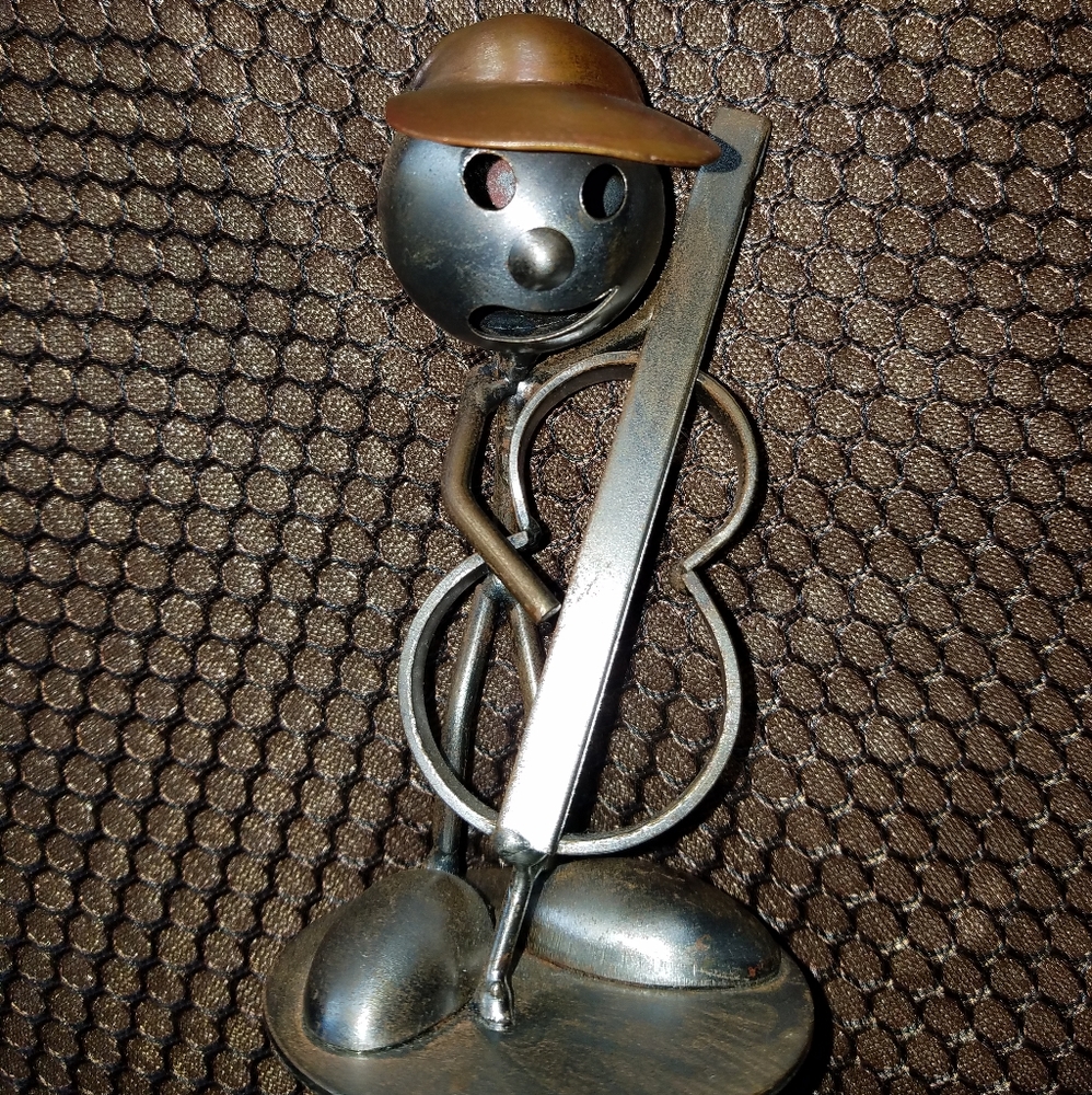 Metal and Copper rustic sculpture -bass player